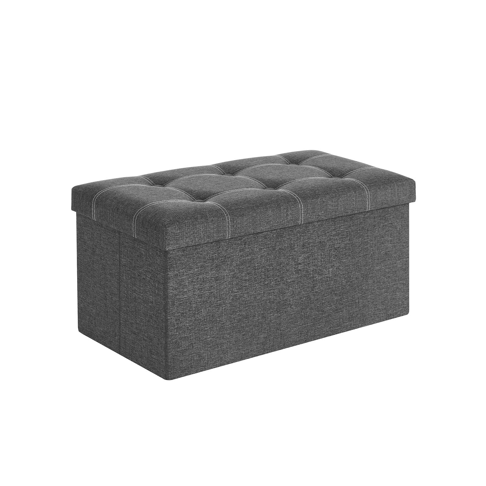 Zitbank met opbergruimte - Zitkist - Opvouwbaar - 76 x 38 x 38 cm - Donkergrijs