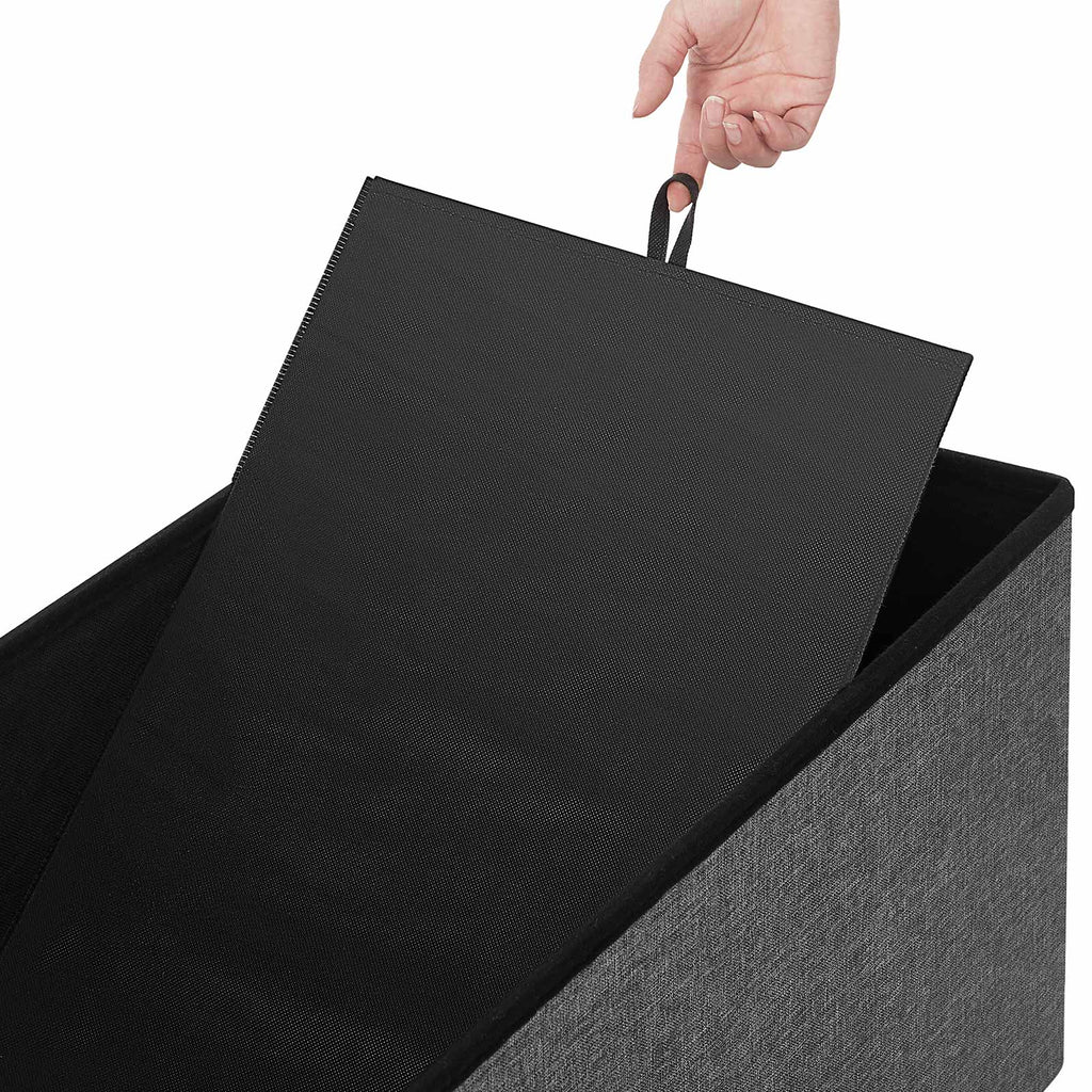 Zitbank met opbergruimte - Zitkist - Opvouwbaar - 76 x 38 x 38 cm - Donkergrijs