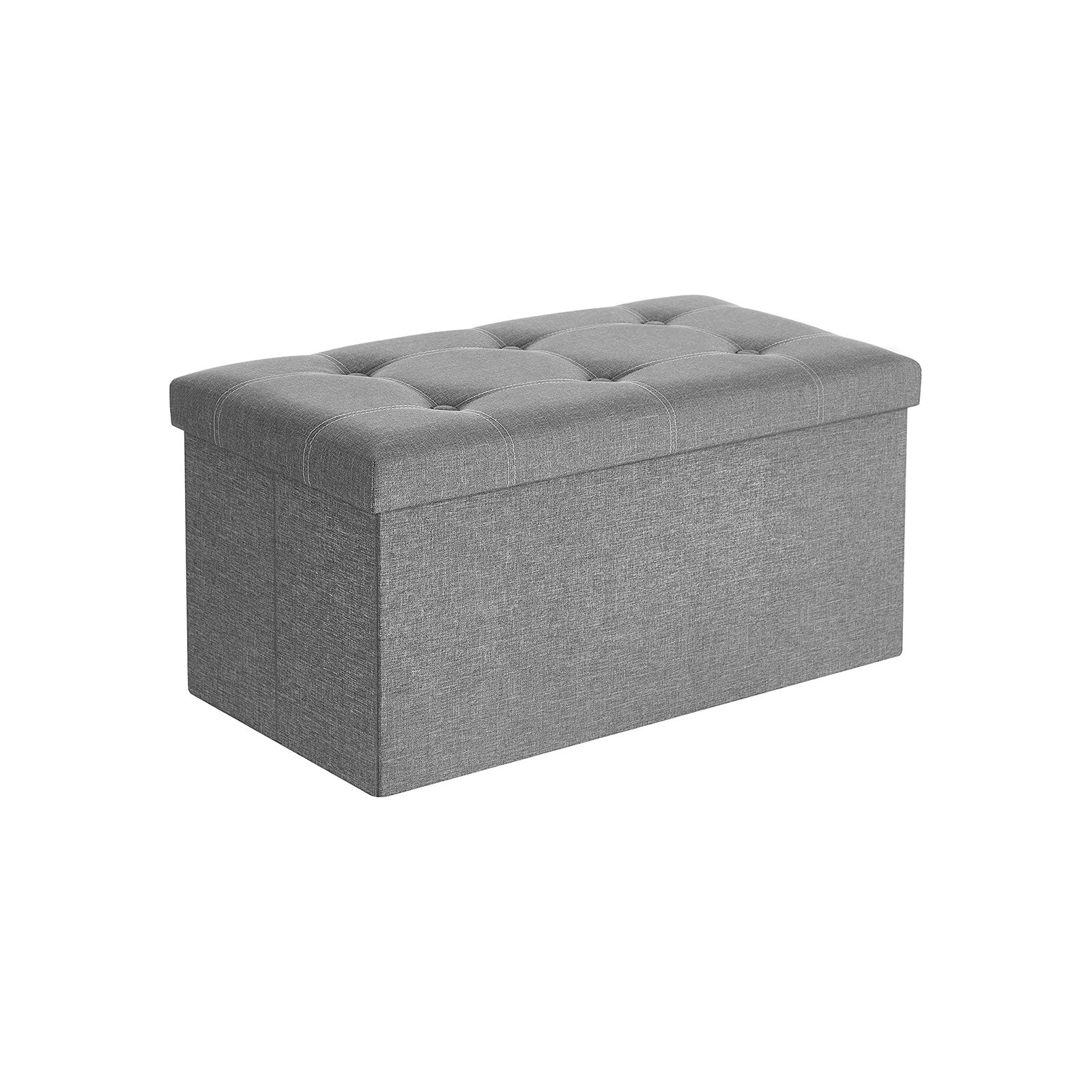 Zitbank met opbergruimte - Zitkist - Opvouwbaar - 76 x 38 x 38 cm - Donkergrijs