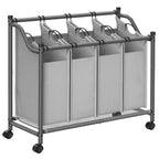 Wasmand op wielen - 4 waszakken - 4 x 35 liter - Beige