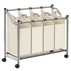 Wasmand op wielen - 4 waszakken - 4 x 35 liter - Beige
