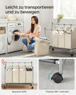 Wasmand op wielen – 4 afneembare zakken – Beige