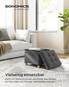 Bank – opvouwbaar – met opbergruimte – 32 × 40 × 33,5 cm – donkergrijs