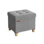 Poef – met opbergruimte – houten poten – zitkist – beige