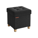 Poef – met opbergruimte – houten poten – zitkist – beige