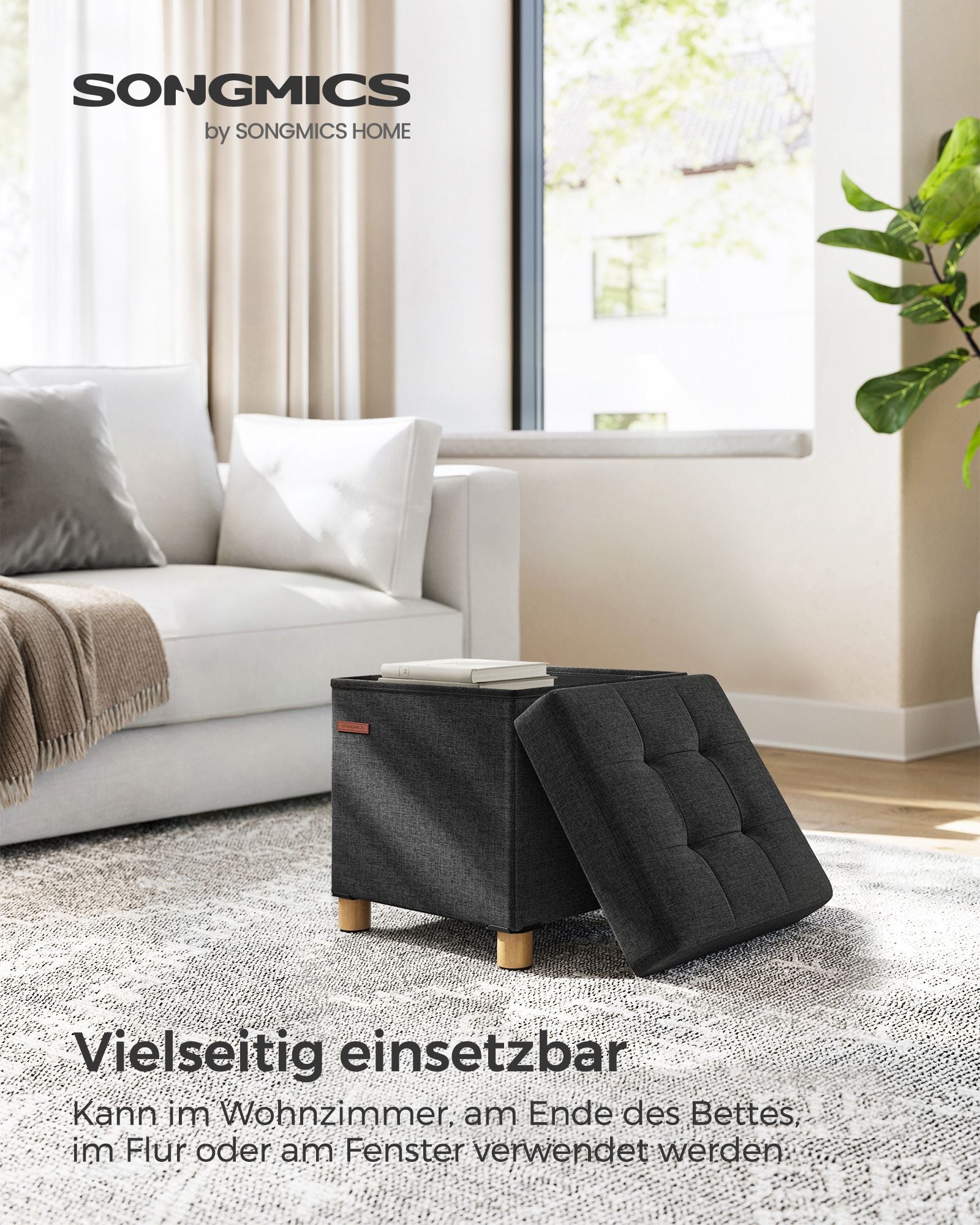 Bank – opvouwbaar – met opbergruimte – 38 × 38 × 40 cm – zwart