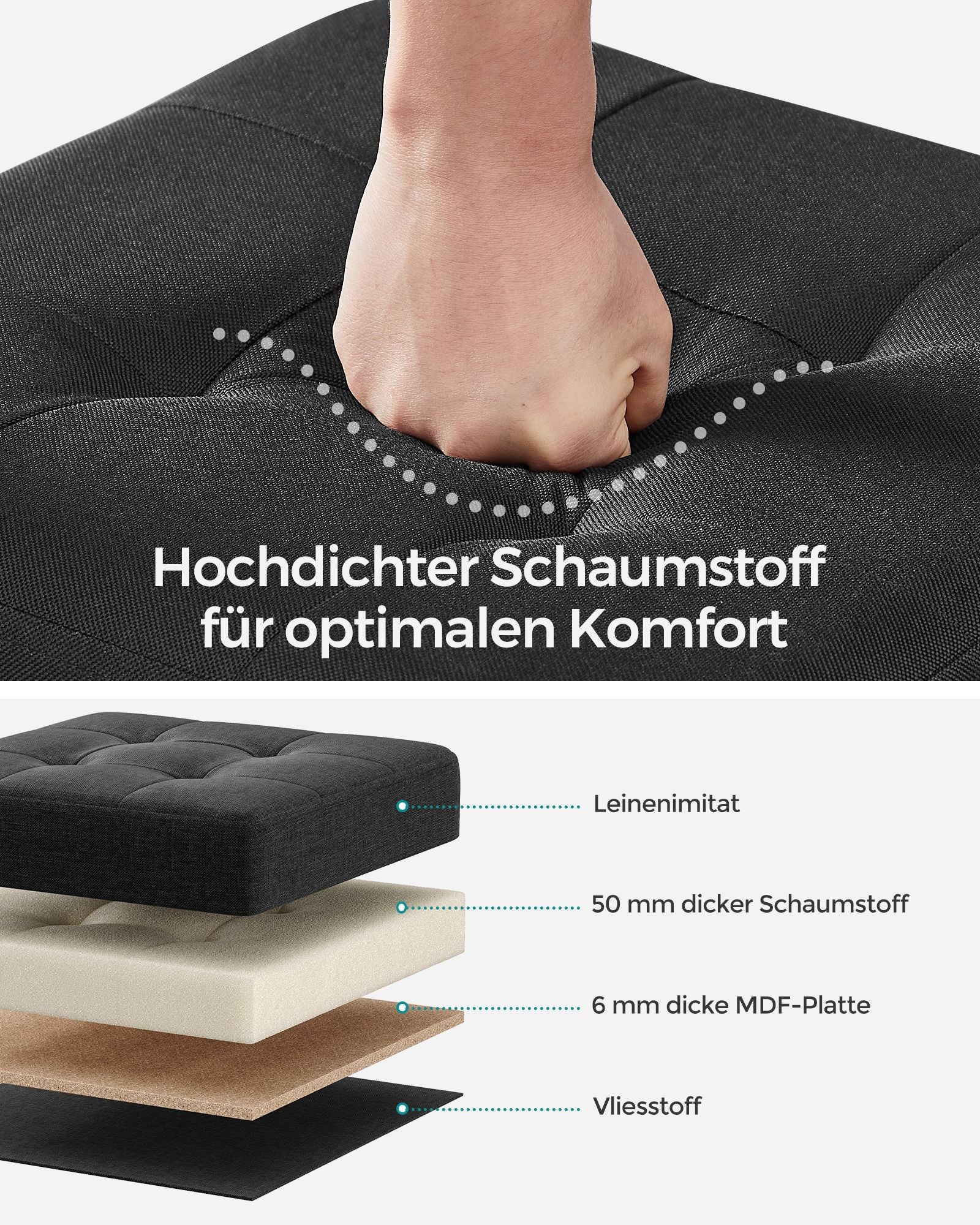 Bank – opvouwbaar – met opbergruimte – 38 × 38 × 40 cm – zwart