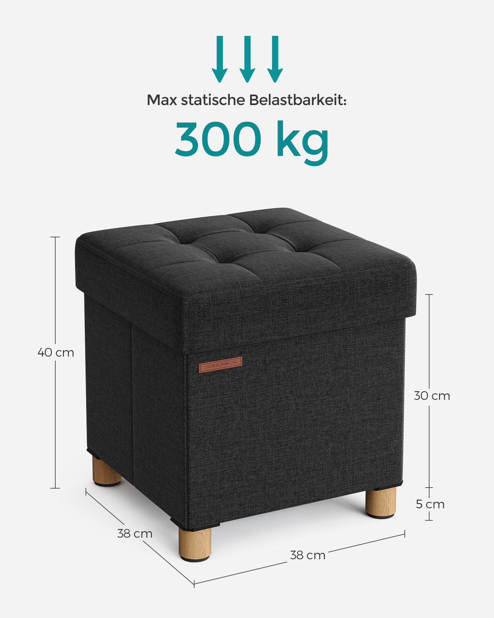 Bank – opvouwbaar – met opbergruimte – 38 × 38 × 40 cm – zwart