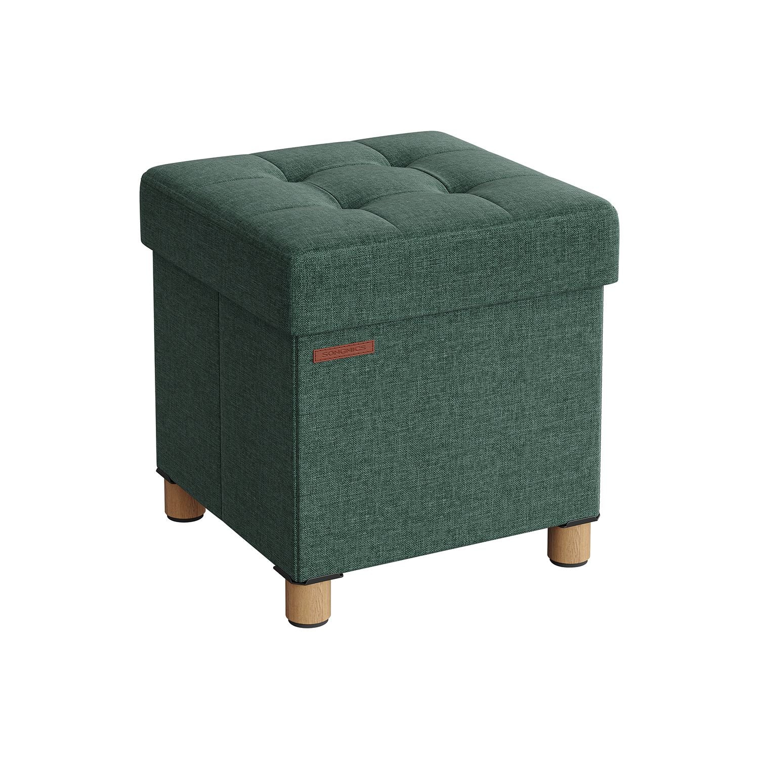 Poef – met opbergruimte – houten poten – zitkist – beige