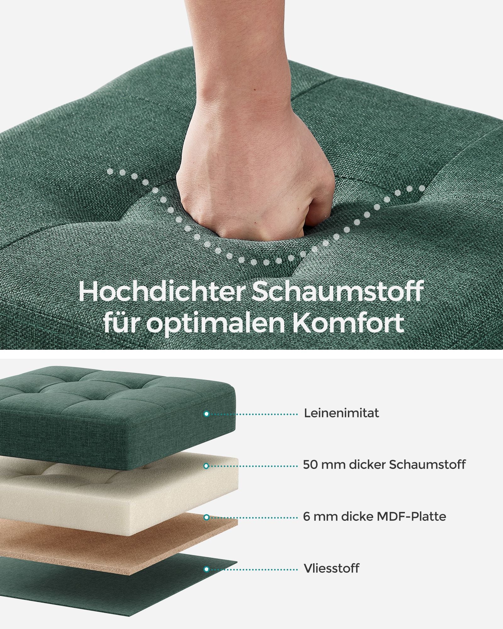 Bank – opvouwbaar – met opbergruimte – 38 × 38 × 40 cm – vintage groen