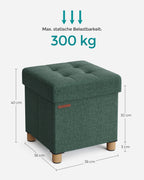 Bank – opvouwbaar – met opbergruimte – 38 × 38 × 40 cm – vintage groen