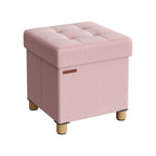 Poef – met opbergruimte – houten poten – zitkist – beige