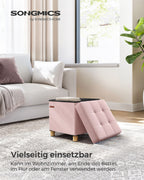 Bank – opklapbaar – met opbergruimte – 38 × 38 × 40 cm – pastelroze