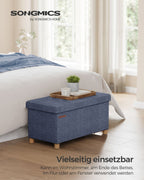 Bank – opvouwbaar – met opbergruimte – 38 × 76 × 40 cm – licht denimblauw