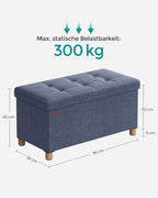 Bank – opvouwbaar – met opbergruimte – 38 × 76 × 40 cm – licht denimblauw