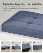 Bank – opvouwbaar – met opbergruimte – 38 × 76 × 40 cm – licht denimblauw