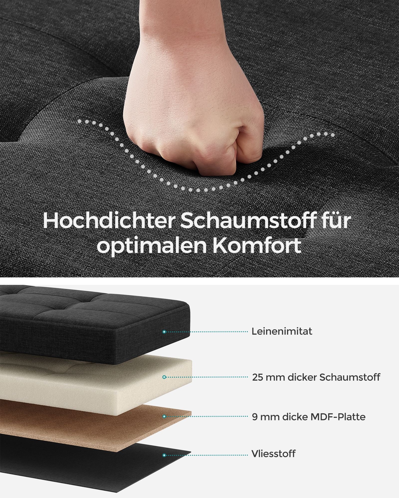 Bankje – met opbergruimte – opklapbaar – inktzwart