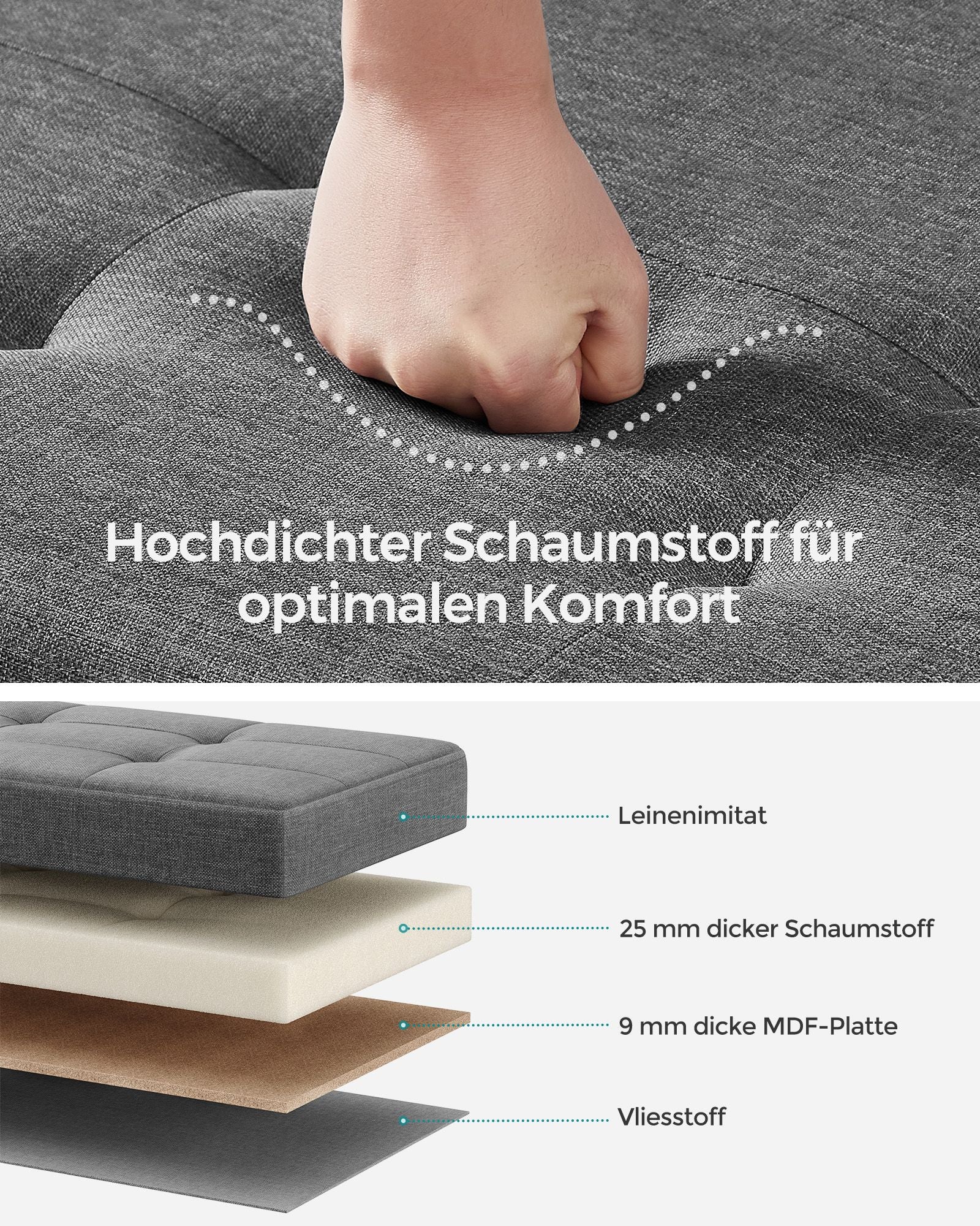Bank – met opbergruimte – opklapbaar – donkergrijs