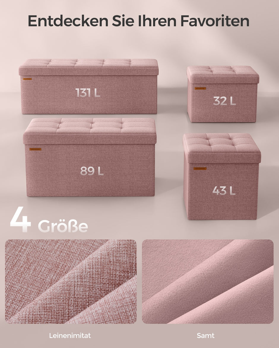 Opbergkruk - 38 x 38 cm - Opvouwbaar - Draagvermogen tot 300 kg - Pastelroze
