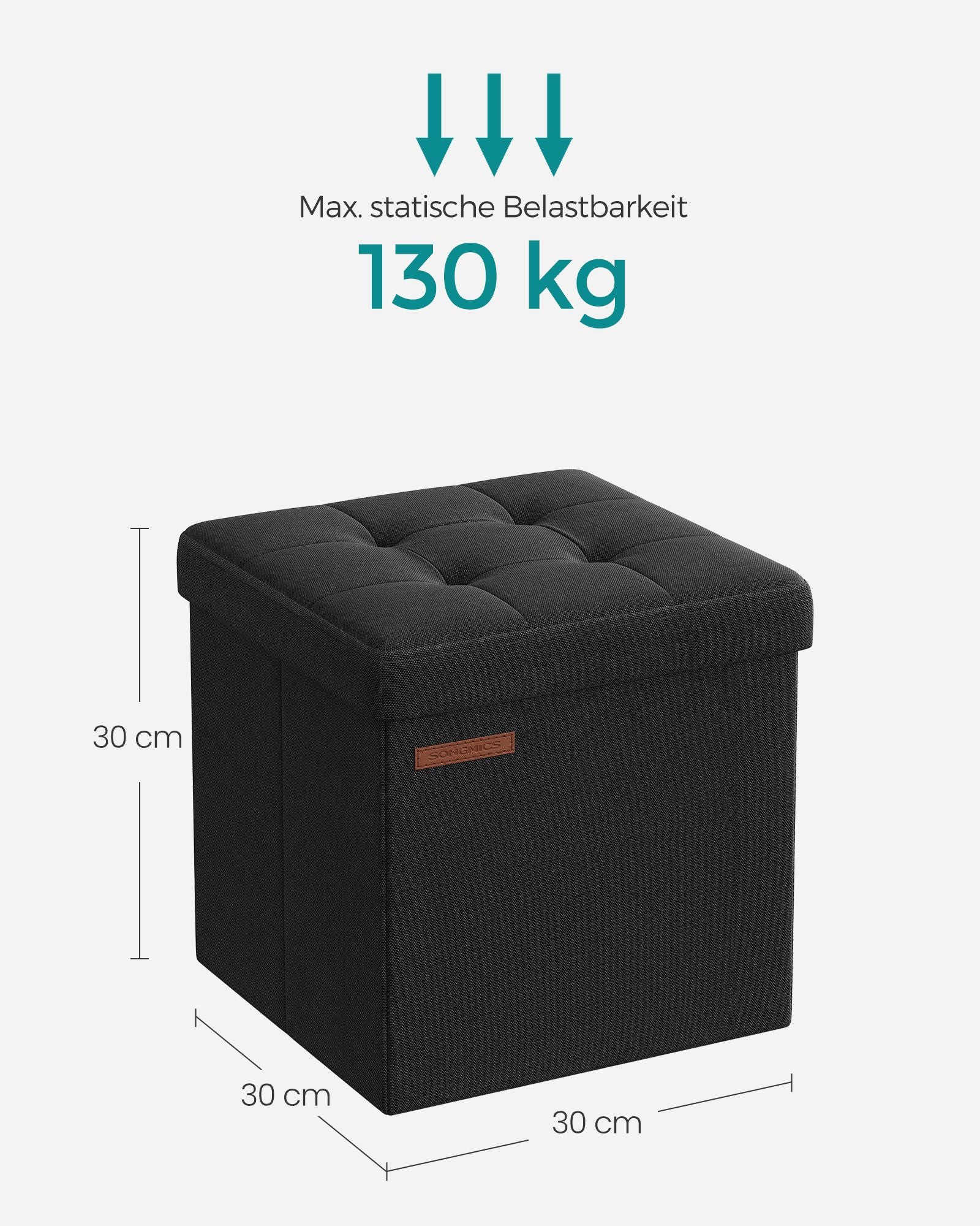 Bank – 30 cm – met opbergruimte – basic zwart