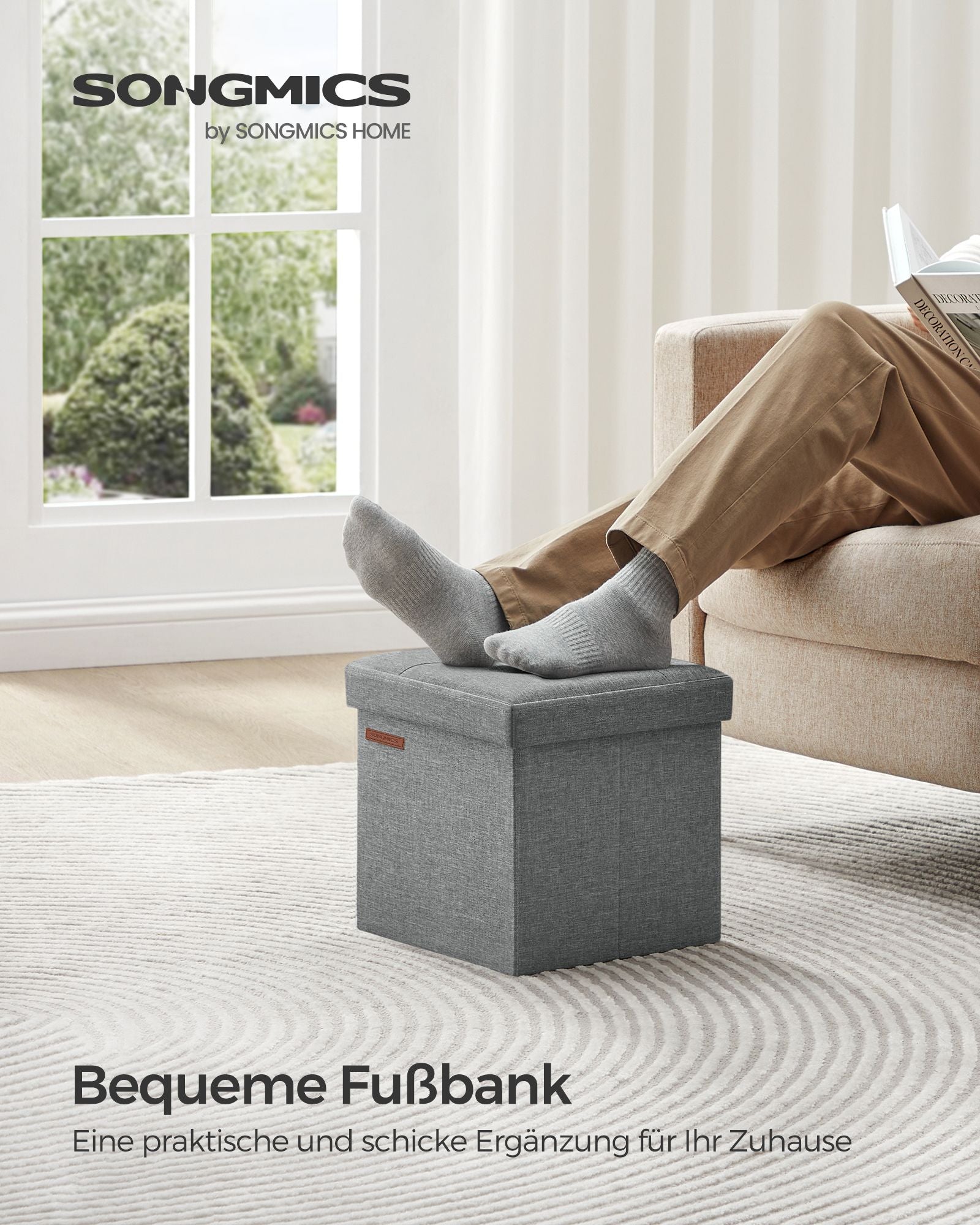 Bank met opbergruimte – 30 cm – lichtgrijs
