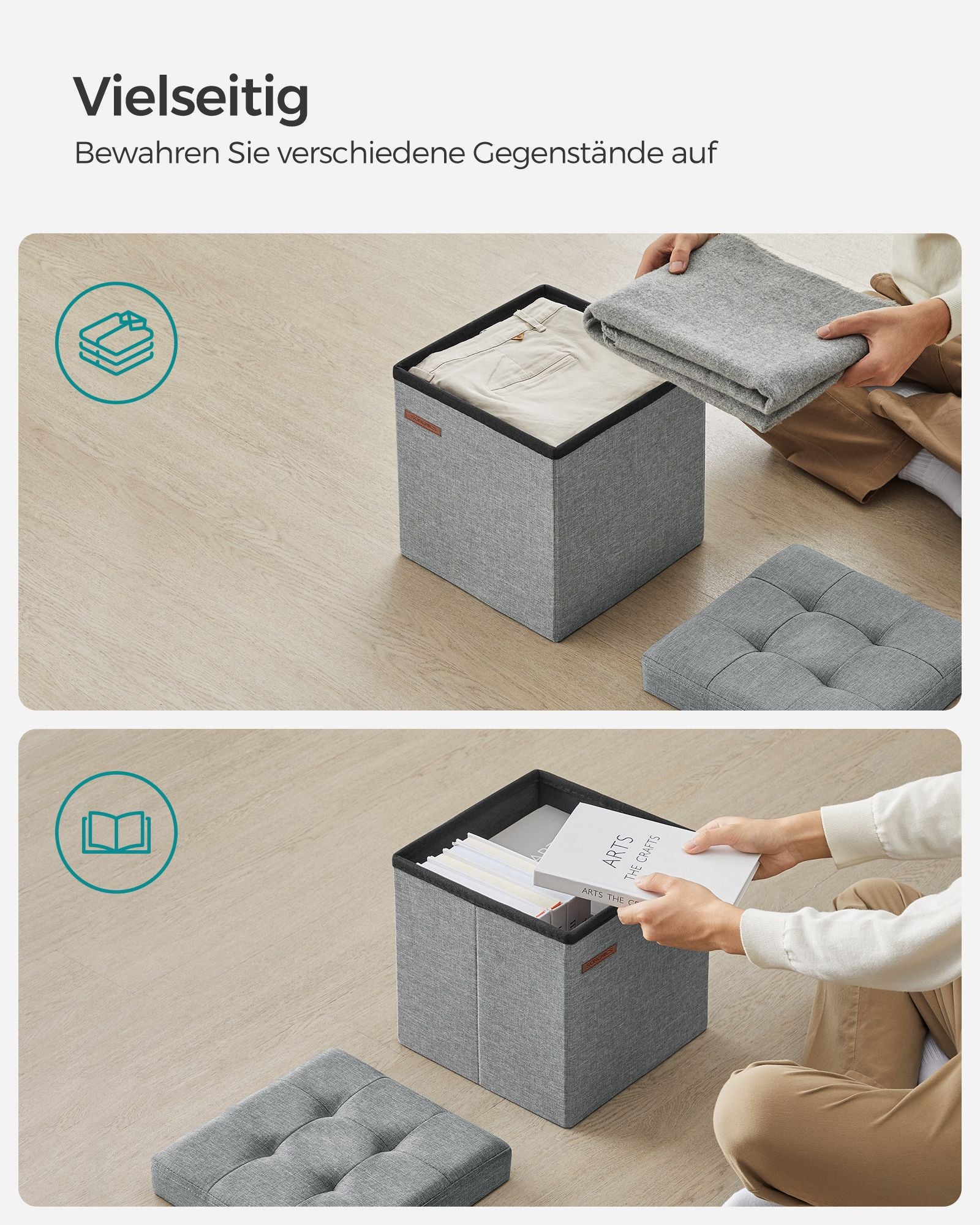 Bank met opbergruimte – 30 cm – lichtgrijs