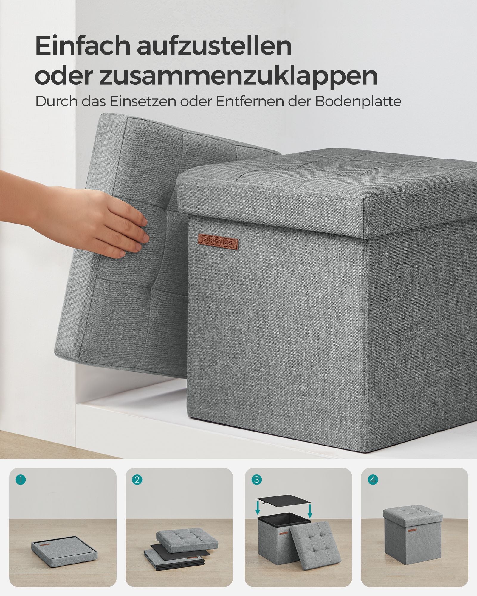 Bank met opbergruimte – 30 cm – lichtgrijs