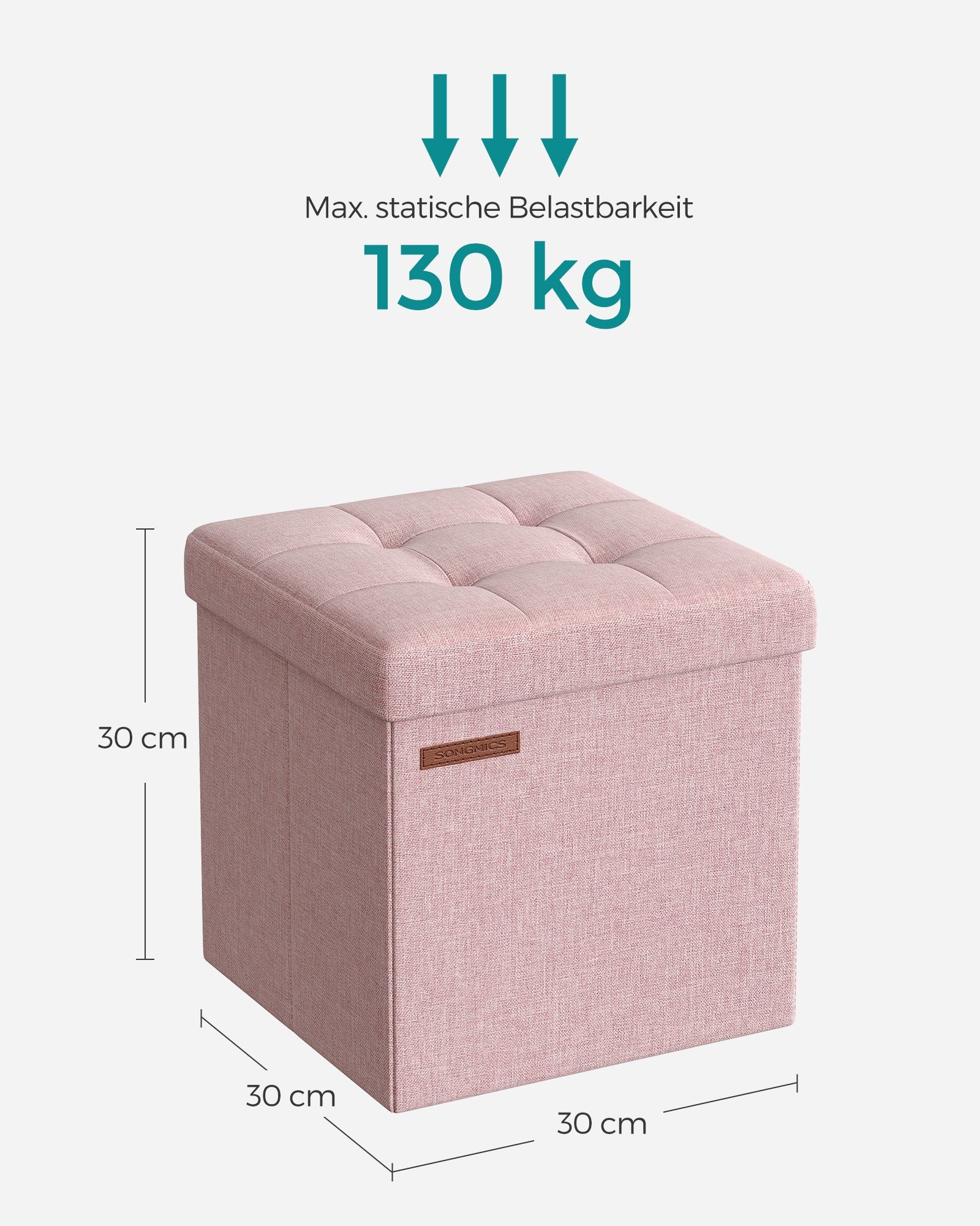 Bank – 30 cm – met opbergruimte – pastelroze