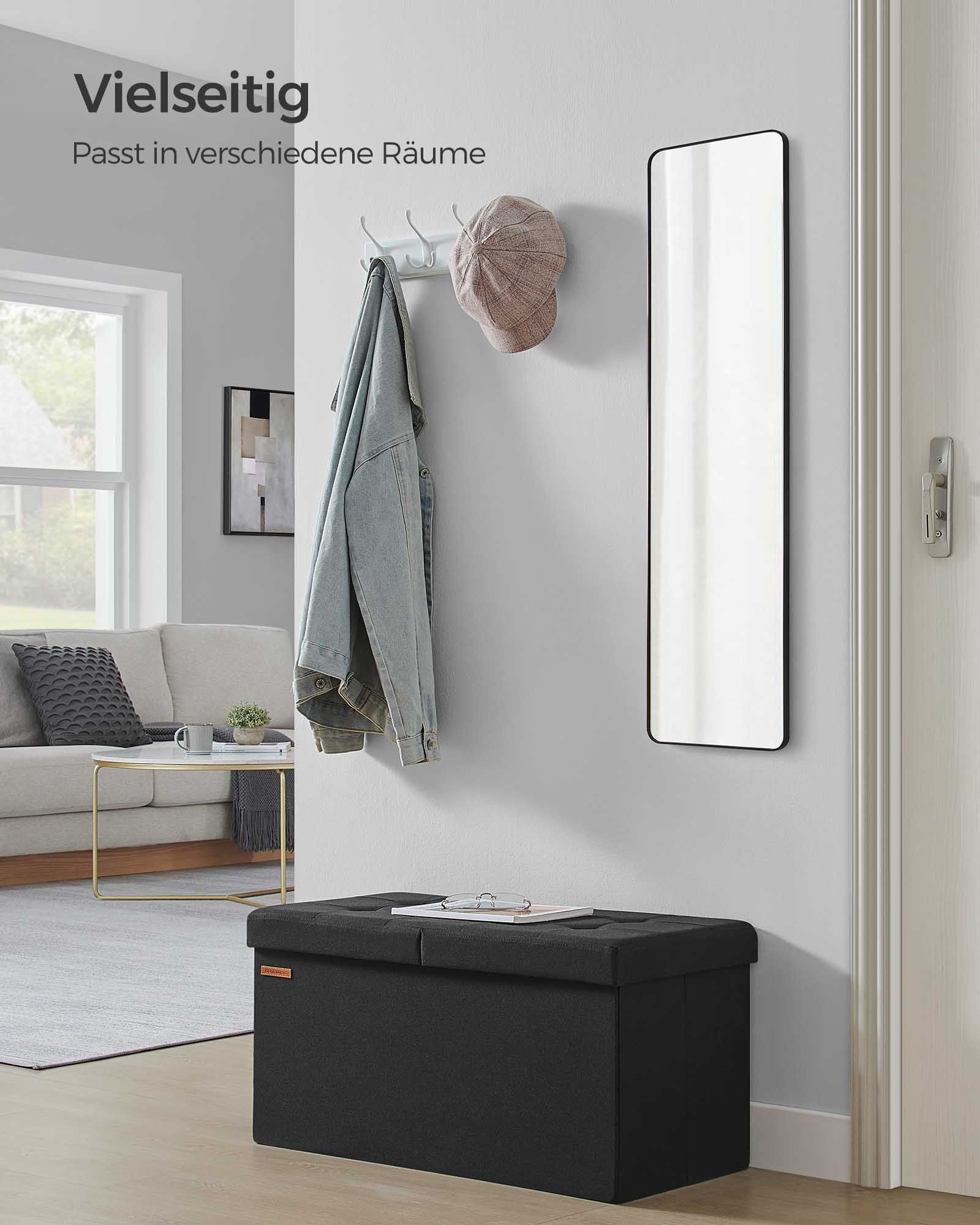 Bank – met opbergruimte – 38 × 76 × 38 cm – inktzwart