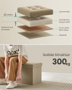 Bank – met opbergruimte – 38 × 76 × 38 cm – camelbruin