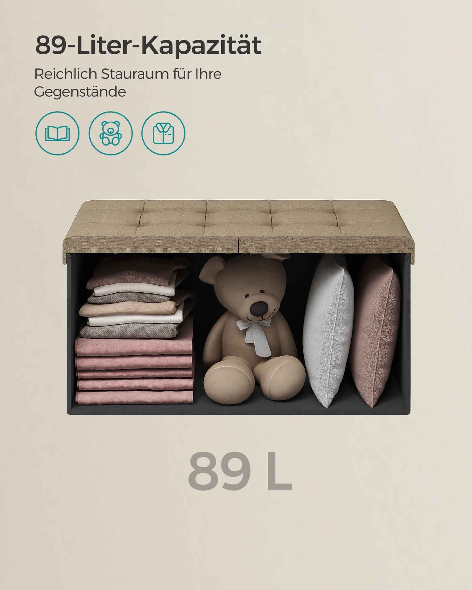 Bank – met opbergruimte – 38 × 76 × 38 cm – camelbruin