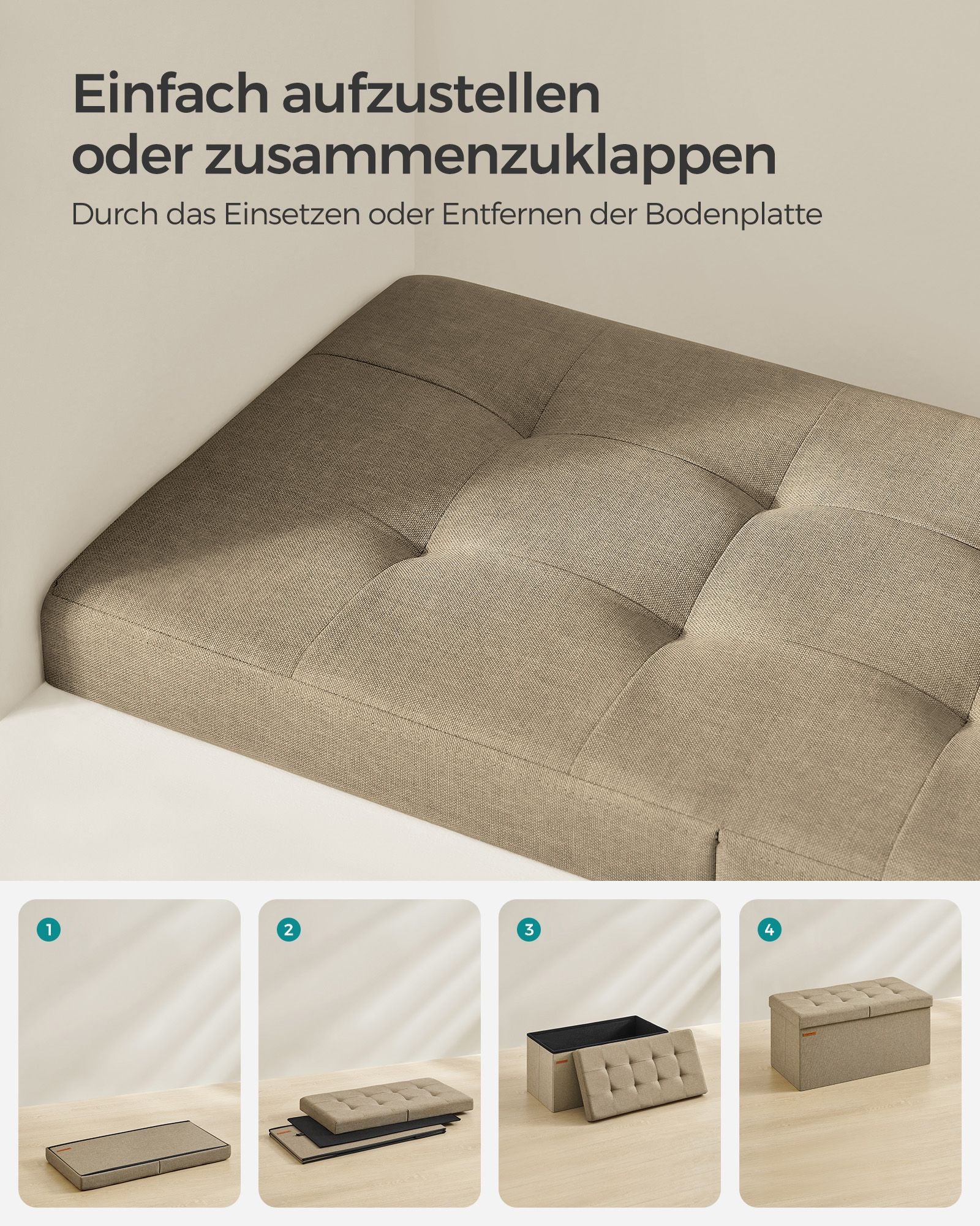 Bank – met opbergruimte – 38 × 76 × 38 cm – camelbruin