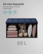 Bank – met opbergruimte – 38 × 76 × 38 cm – nachtblauw