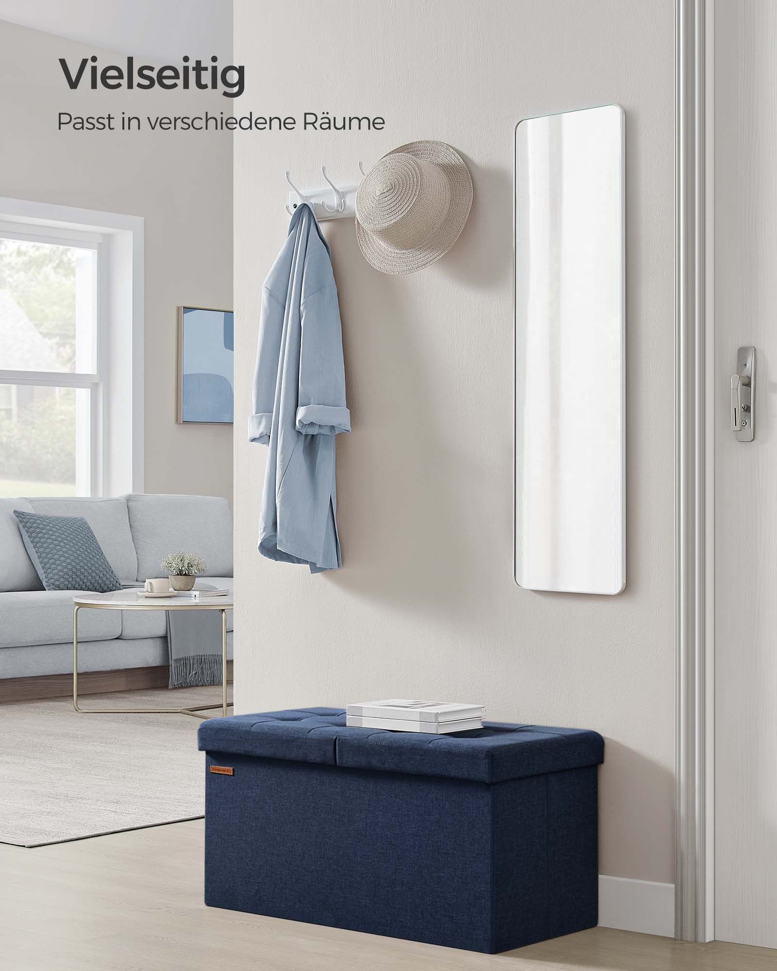 Bank – met opbergruimte – 38 × 76 × 38 cm – nachtblauw