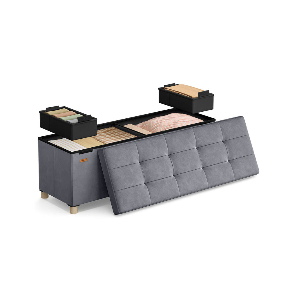 Opbergbank met Deksel – 110x38x40 cm – Voetenbank 112L – Beige