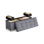 Opbergbank met Deksel – 110x38x40 cm – Voetenbank 112L – Beige