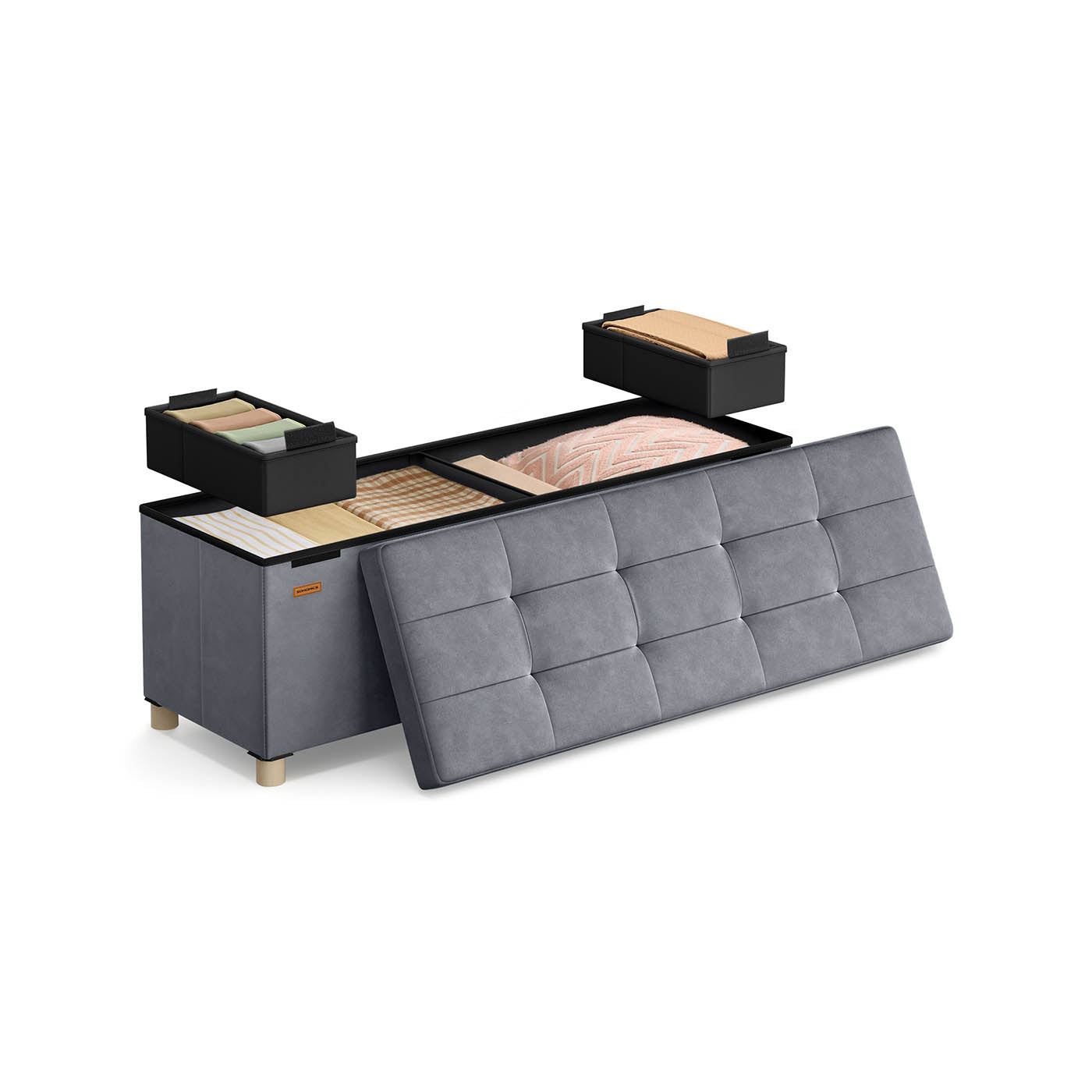 Opbergbank met Deksel – 110x38x40 cm – Voetenbank 112L – Beige