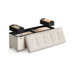 Opbergbank met Deksel – Ruime Opbergruimte – Fluweel – Beige