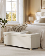 Opbergbank met Deksel – 110x38x40 cm – Voetenbank 112L – Beige