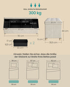Opbergbank met Deksel – 110x38x40 cm – Voetenbank 112L – Beige