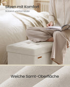 Opbergbank met Deksel – 110x38x40 cm – Voetenbank 112L – Beige