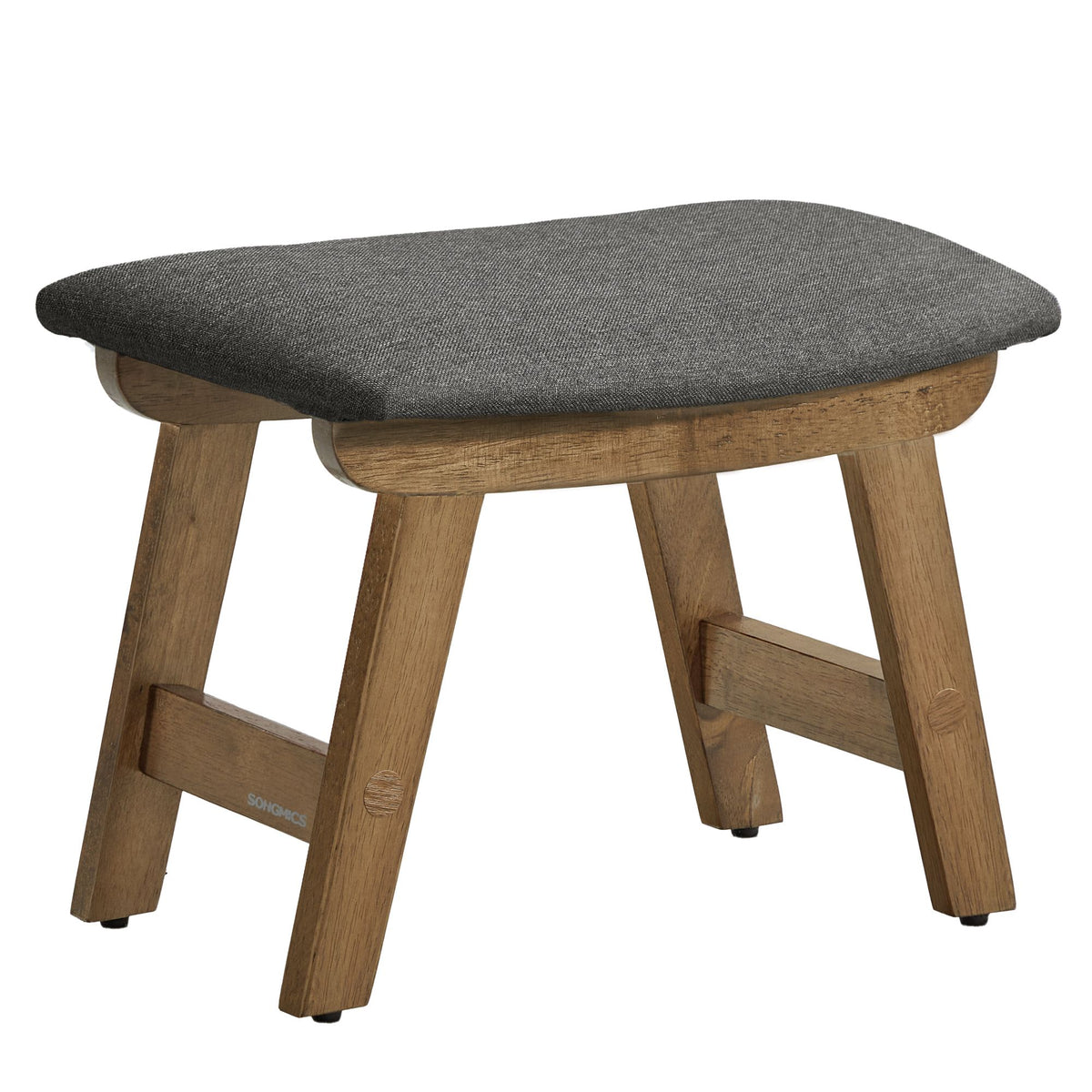 Zitbankje – Rubberhout – Linnenlook – Zonder Leuning – 39 cm – Leigrijs
