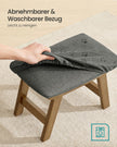 Zitbankje – Rubberhout – Linnenlook – Zonder Leuning – 39 cm – Leigrijs