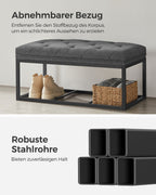 Kruk – met opbergruimte – 40 × 76 × 40 cm – donkergrijs