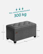 Kruk – met opbergruimte – 40 × 76 × 40 cm – donkergrijs