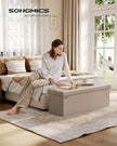 Opbergbank - 110 cm - Opvouwbaar - Kunstleer - Lichtbeige