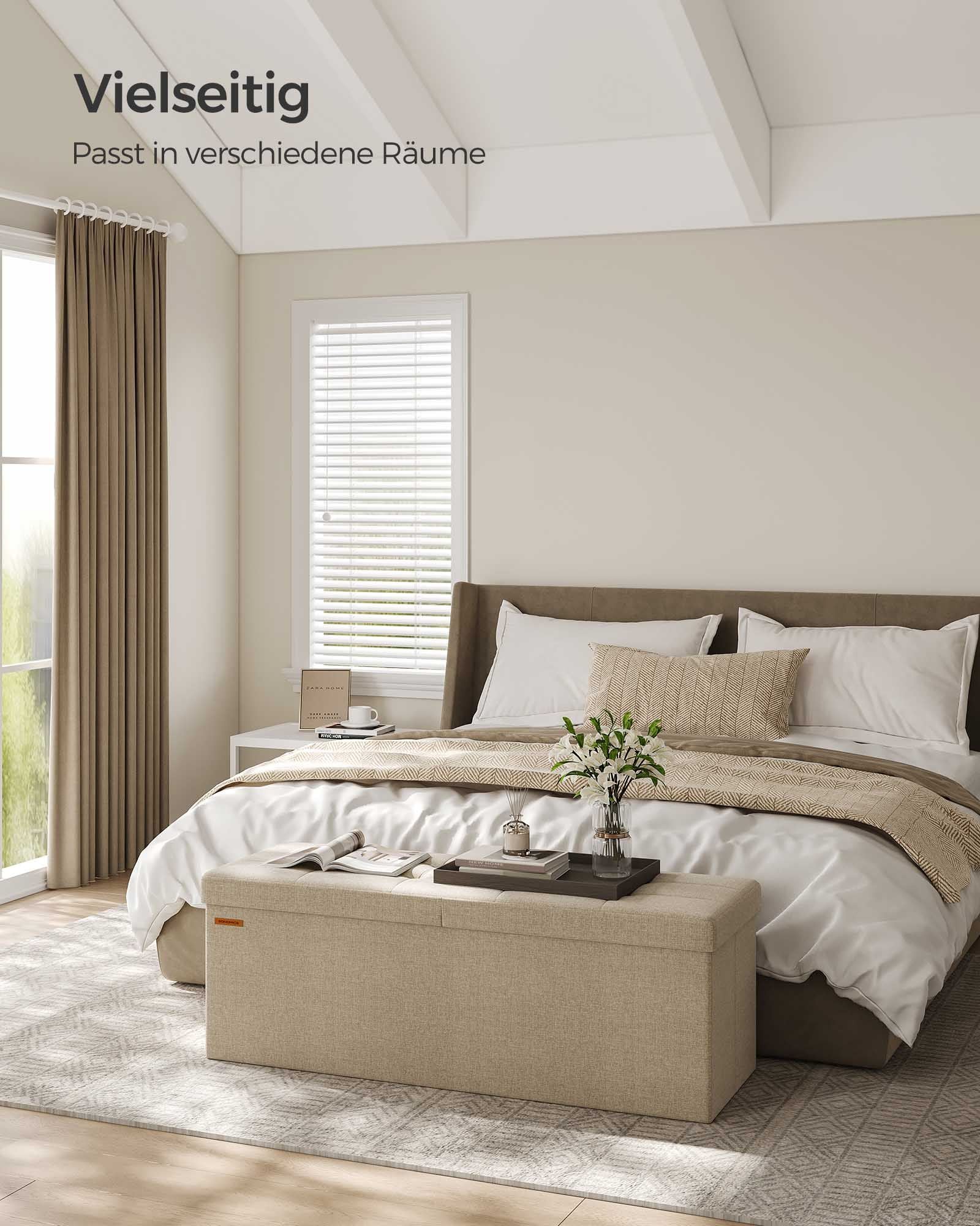Bank – met opbergruimte – 38 × 110 × 38 cm – kameelbruin