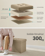 Bank – met opbergruimte – 38 × 110 × 38 cm – kameelbruin