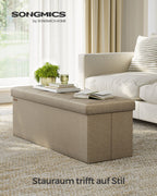 Bank – 110 cm – opklapbaar met opbergruimte – licht taupe