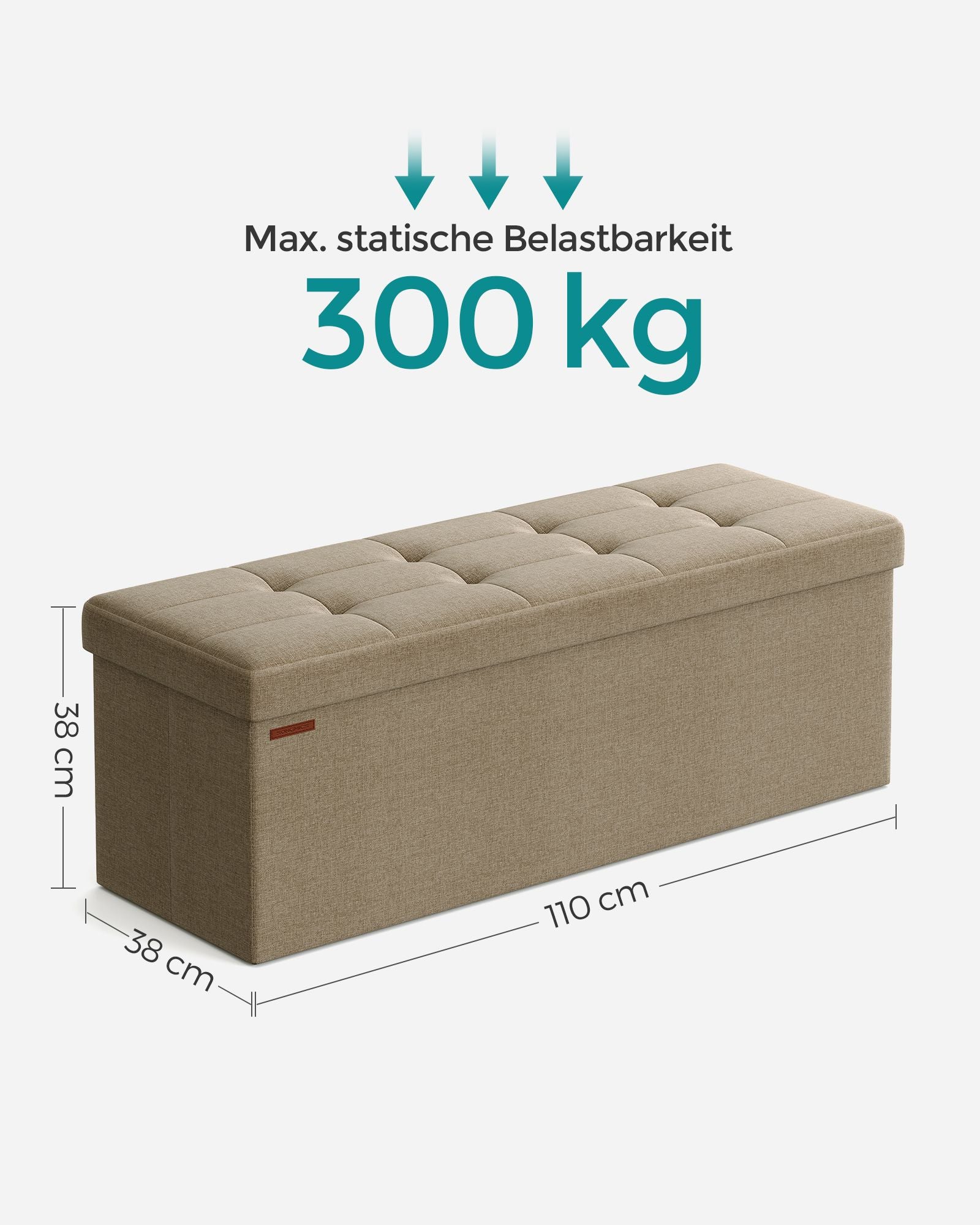 Bank – 110 cm – opklapbaar met opbergruimte – licht taupe